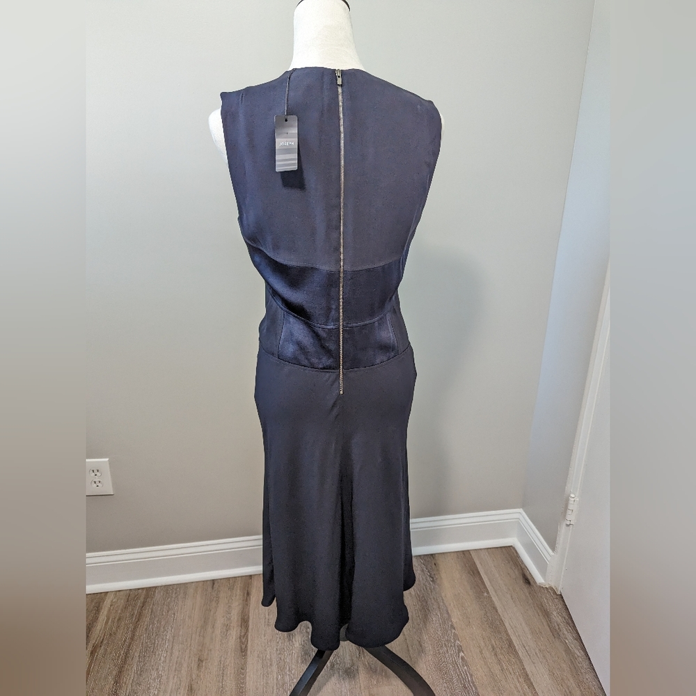 JOSEPH Navy Satin Crepe Midi Dress - Picture 3 of 14